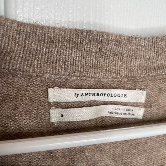 Anthropologie Serena Pullover V-Neck Long Sleeve Tan Beige Sweater Oversized S - Picture 10 of 10